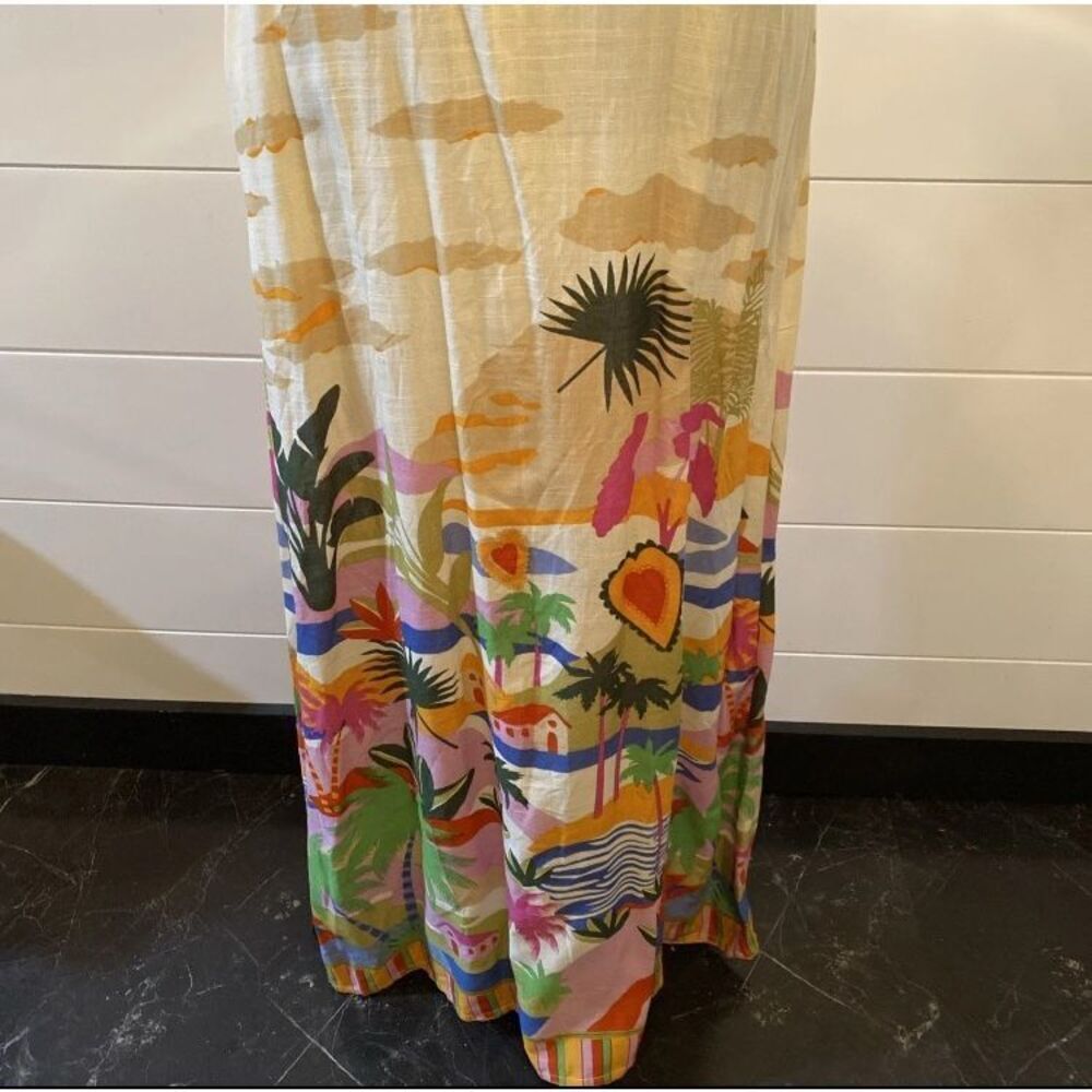 True Destinations Maxi Dress Palm Scenic Strapless Coverup Tropical Women M New - Picture 3 of 10